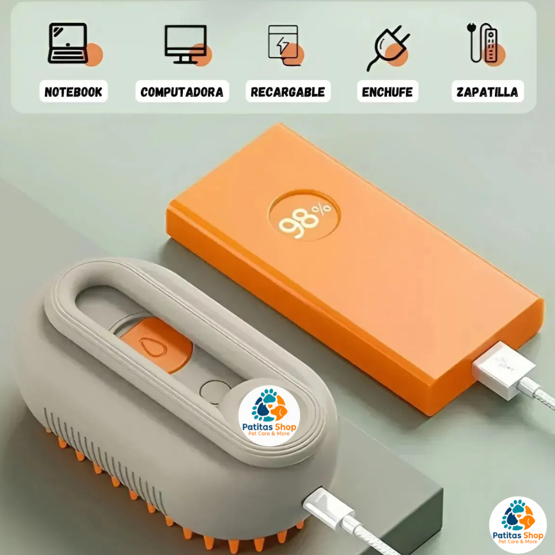 Cepillo Automático A Vapor Perros Quita Pelos Gatos Blanco