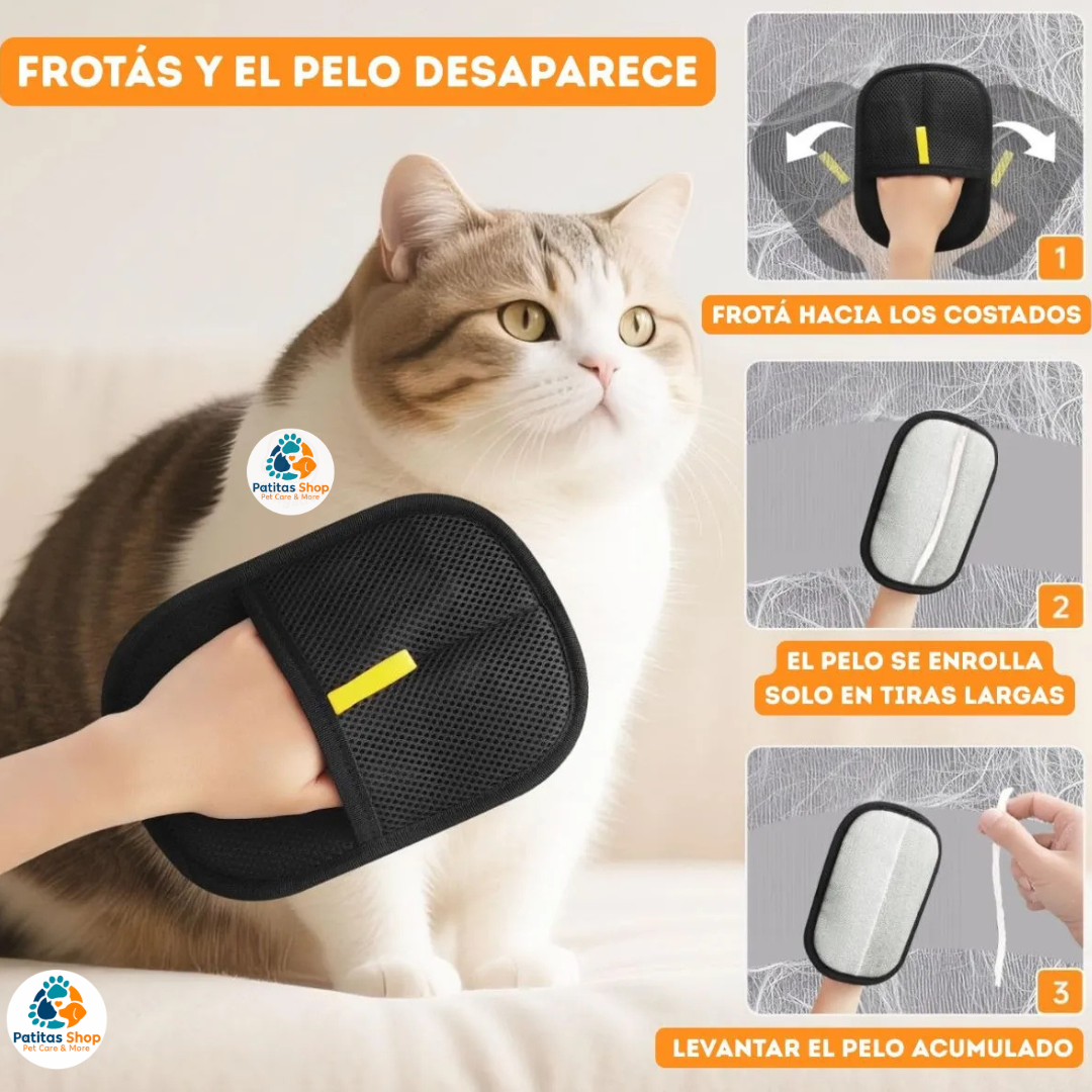 Combo Cepillo A Vapor + Guante Quita Pelos Perros Gatos - Crema