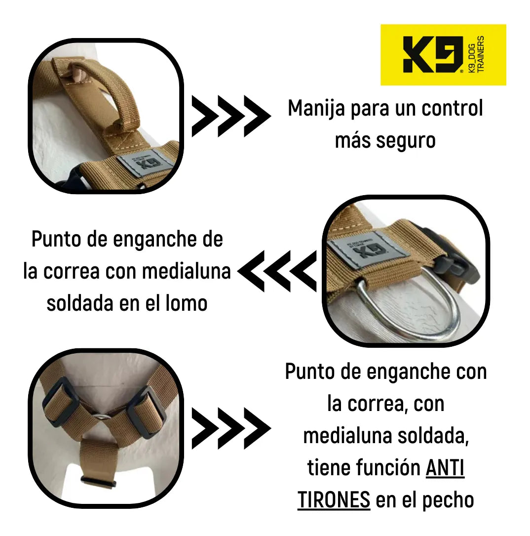 Arnés Pretal H Táctico Reforzado Anti Tirones Seguridad K9