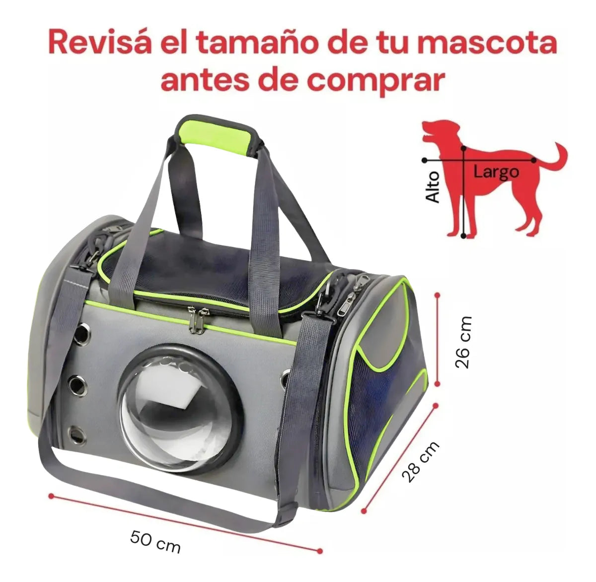 Bolso Transportador Mascotas Visor Rígido Mochila Gato Perro