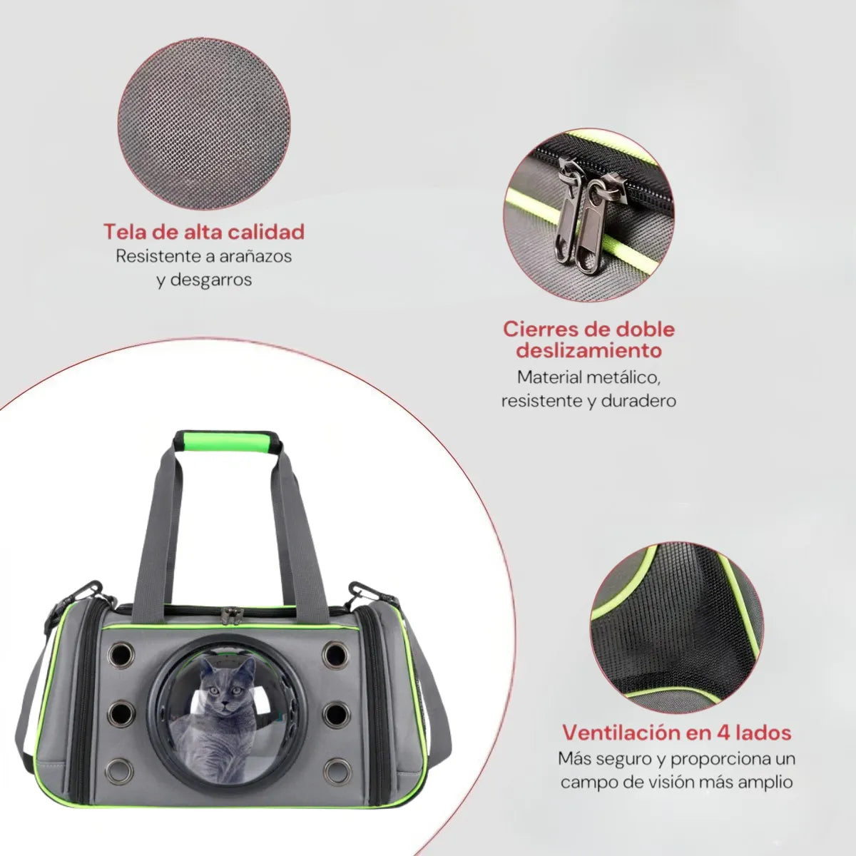 Bolso Transportador Mascotas Visor Rígido Mochila Gato Perro