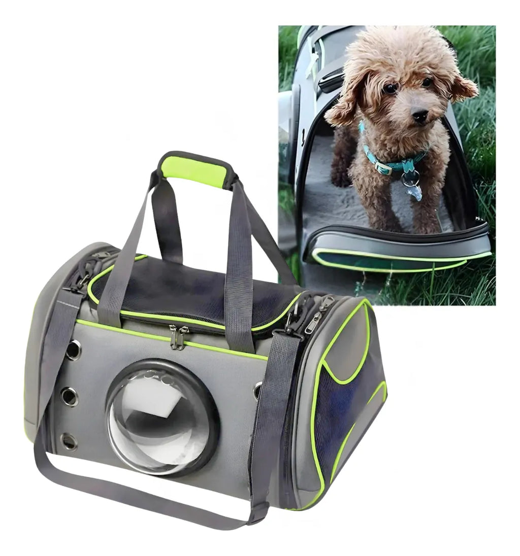 Bolso Transportador Mascotas Visor Rígido Mochila Gato Perro