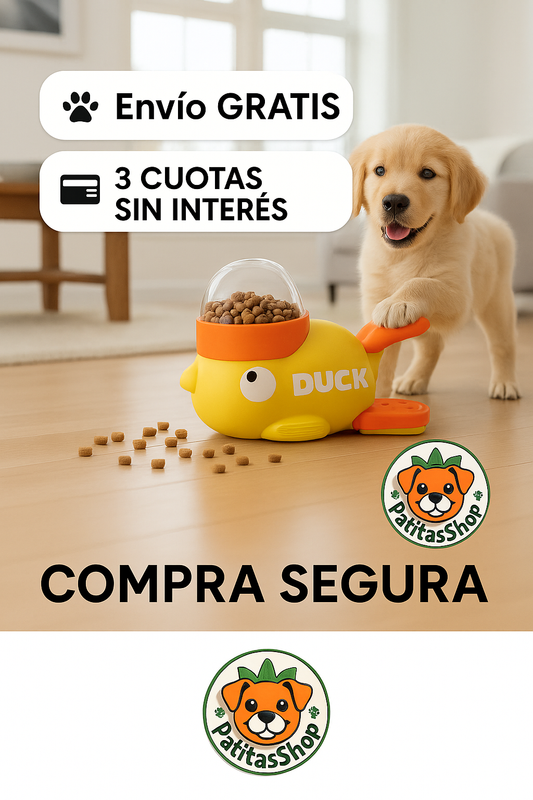Juguete Interactivo Perro Comedero Dispensador Antiestrés - Amarillo