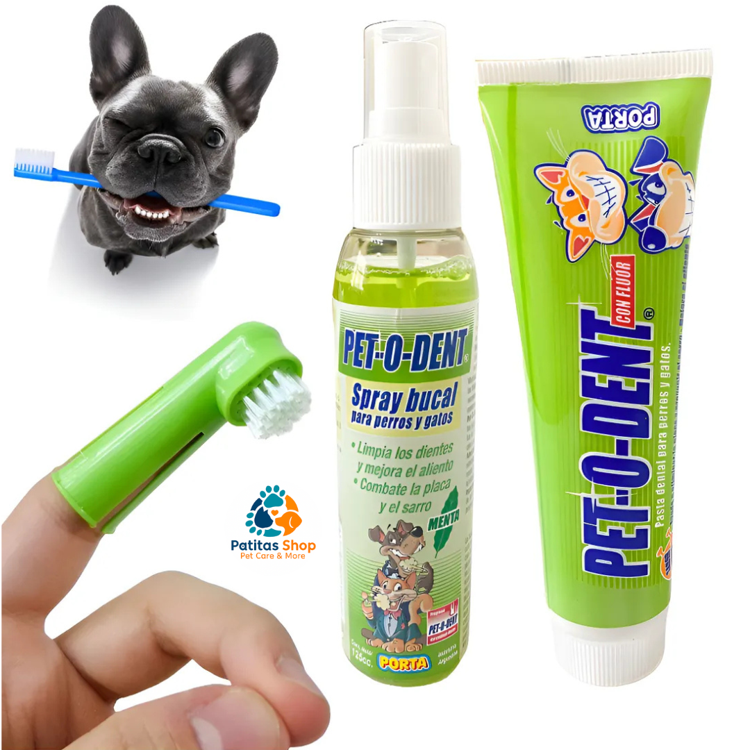 Combo Pasta Dental + Spray Bucal + Cepillo Doble Para Perros-Pollo