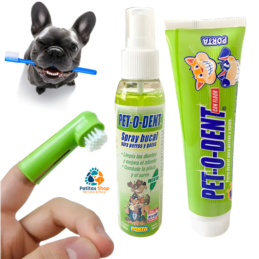 Combo Pasta Dental + Spray Bucal + Cepillo Doble Para Perros-Pollo