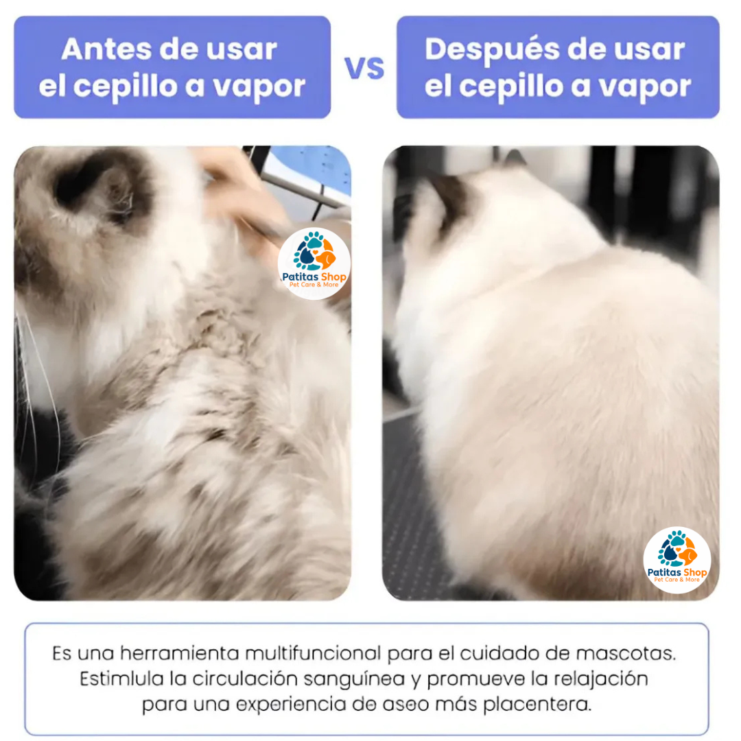 Combo Cepillo A Vapor + Guante Quita Pelos Perros Gatos - Crema