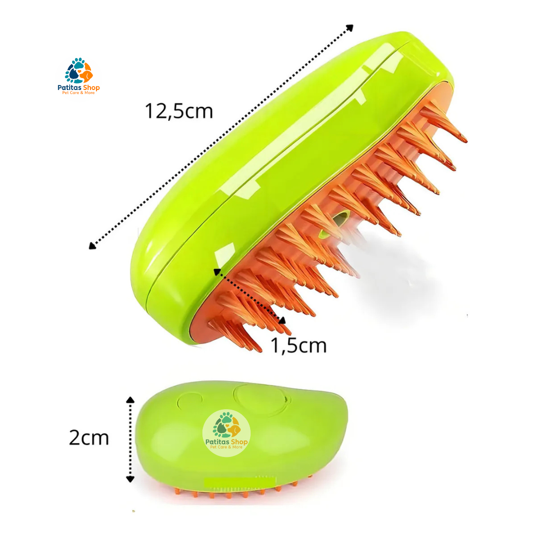 Cepillo De Vapor Para Gatos 3 En 1 Autolimpiante Masajeador Color Verde