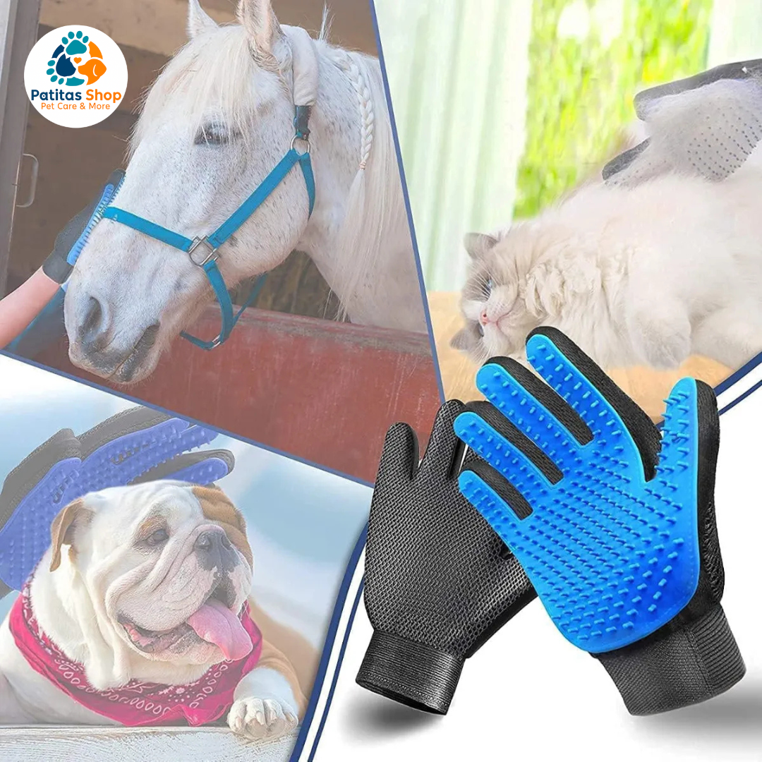 Cepillo Relax Silicona + Peine Quita Pelo Pulgas Electrónico Color Azul Marino