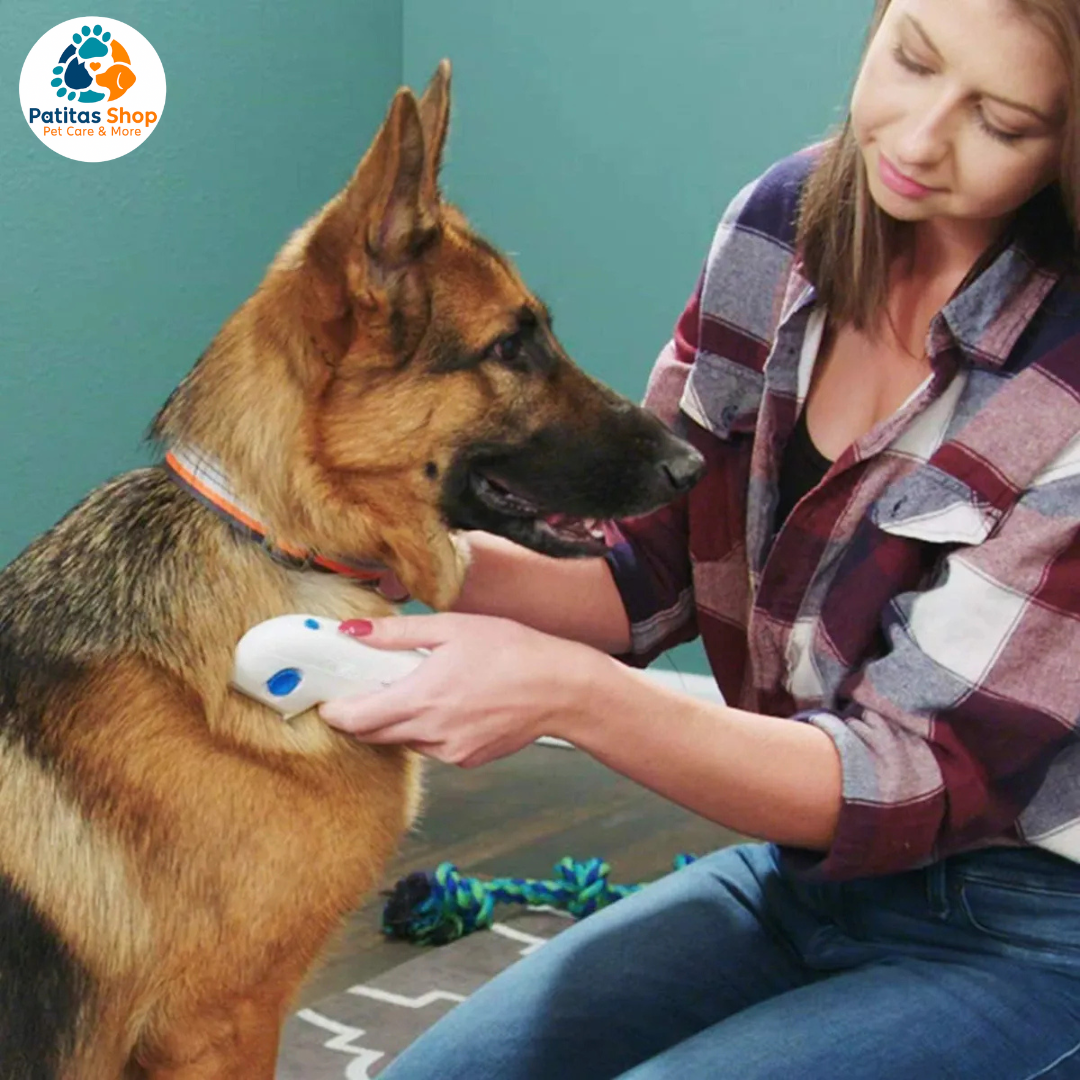 Cepillo Relax Silicona + Peine Quita Pelo Pulgas Electrónico Color Azul Marino