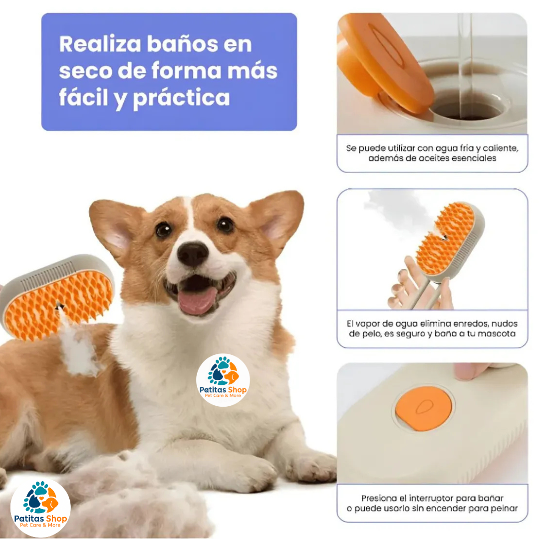 Cepillo Automático A Vapor Perros Quita Pelos Gatos Blanco