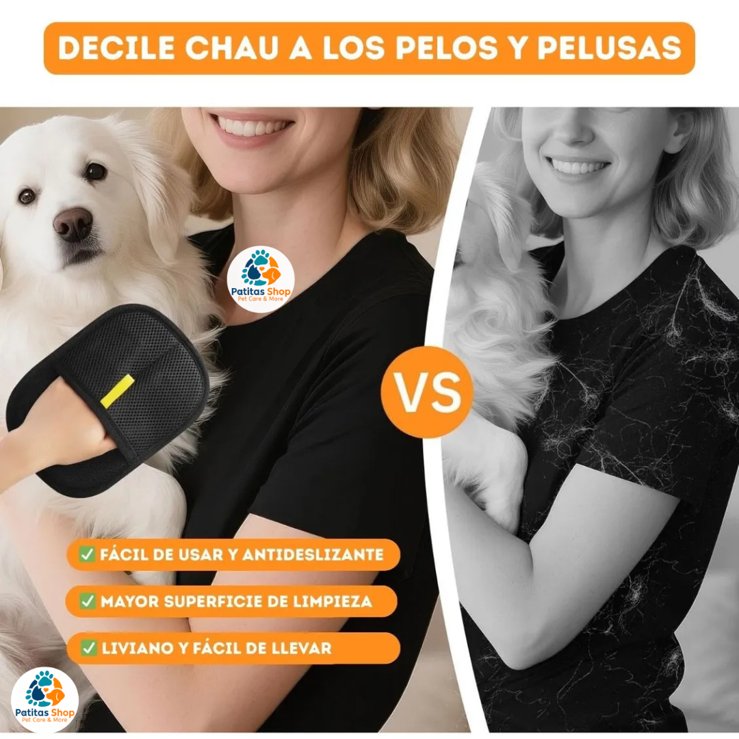 Combo Cepillo A Vapor + Guante Quita Pelos Perros Gatos - Crema