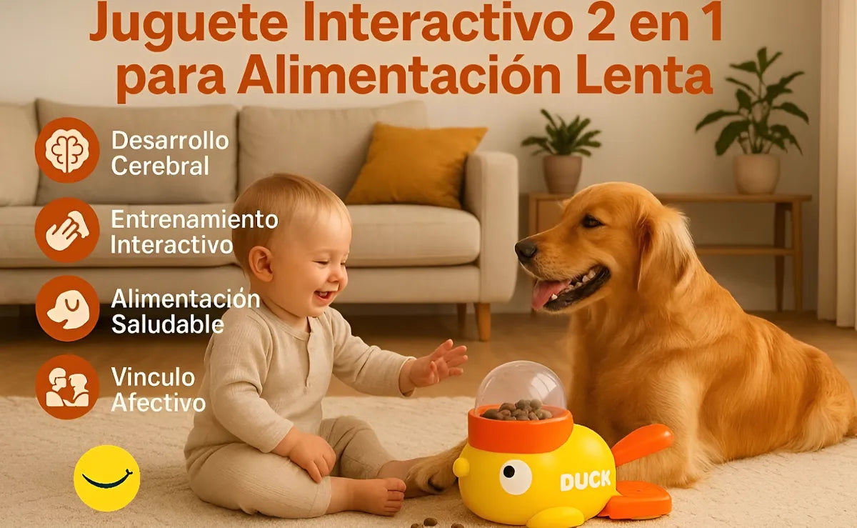 Juguete Interactivo Perro Comedero Dispensador Antiestrés - Amarillo