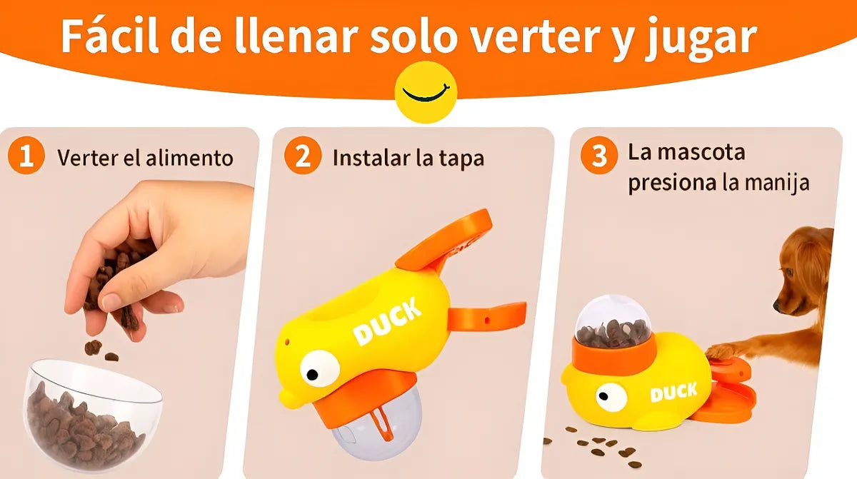 Juguete Interactivo Perro Comedero Dispensador Antiestrés - Amarillo