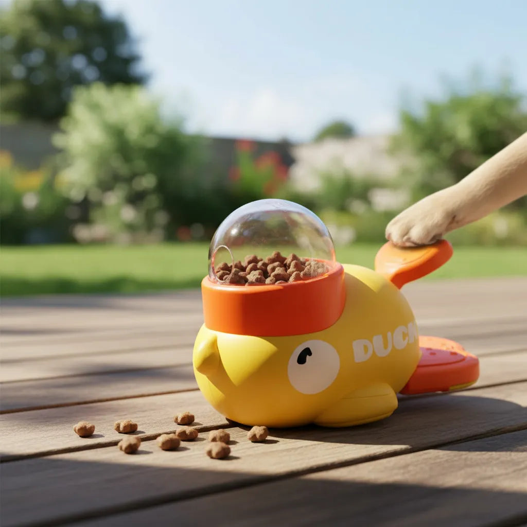 Juguete Interactivo Perro Comedero Dispensador Antiestrés - Amarillo
