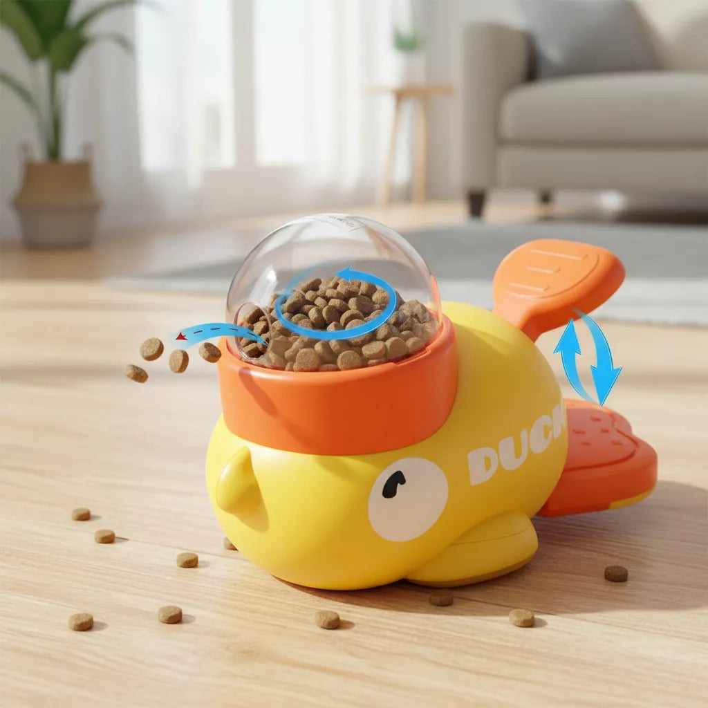Juguete Interactivo Perro Comedero Dispensador Antiestrés - Amarillo